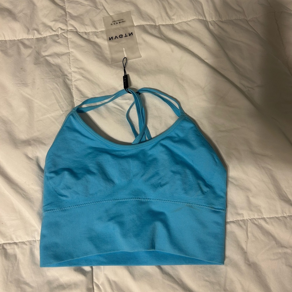 Indah Sky Blue Strappy Sports Top